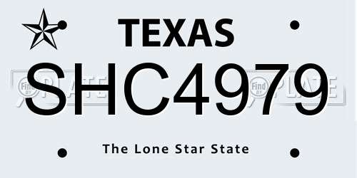SHC4979 Texas License Plate