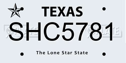 SHC5781 Texas License Plate