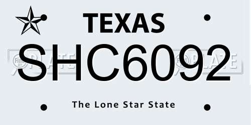 SHC6092 Texas License Plate