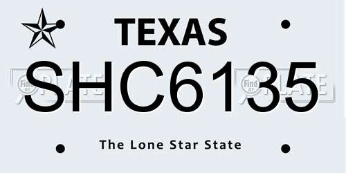 SHC6135 Texas License Plate