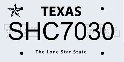 SHC7030 Texas License Plate