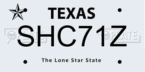 SHC71Z Texas License Plate