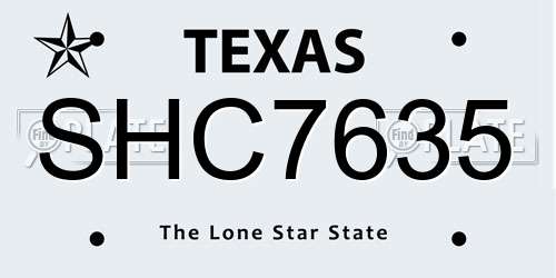 SHC7635 Texas License Plate