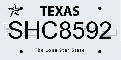 SHC8592 Texas License Plate