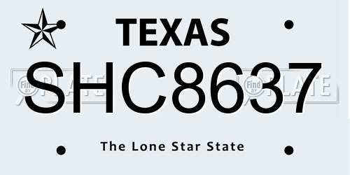 SHC8637 Texas License Plate