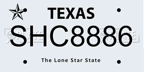 SHC8886 Texas License Plate
