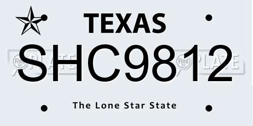 SHC9812 Texas License Plate