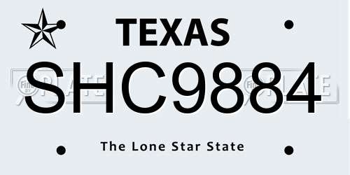 SHC9884 Texas License Plate