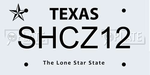 SHCZ12 Texas License Plate