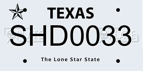 SHD0033 Texas License Plate