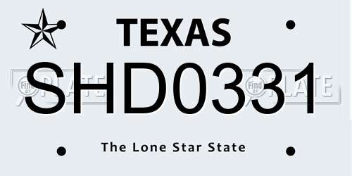 SHD0331 Texas License Plate