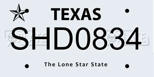 SHD0834 Texas License Plate