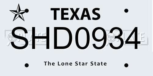 SHD0934 Texas License Plate
