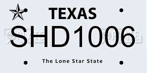 SHD1006 Texas License Plate
