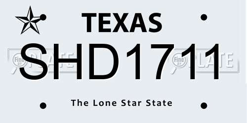 SHD1711 Texas License Plate