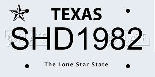SHD1982 Texas License Plate