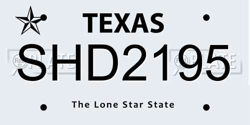 SHD2195 Texas License Plate