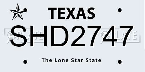 SHD2747 Texas License Plate