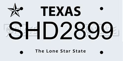 SHD2899 Texas License Plate