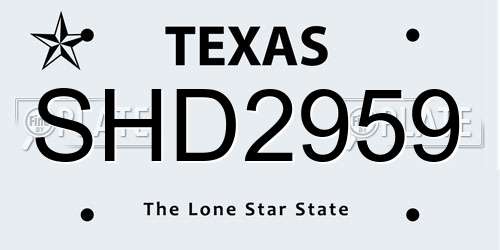 SHD2959 Texas License Plate