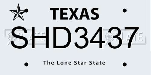 SHD3437 Texas License Plate
