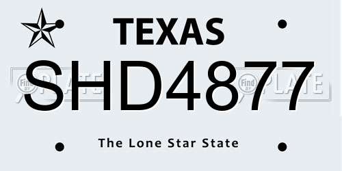 SHD4877 Texas License Plate