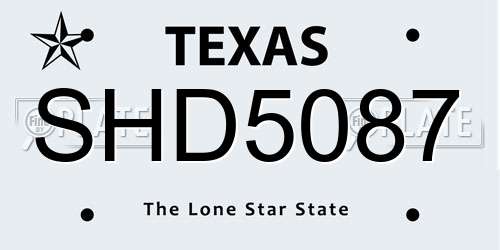 SHD5087 Texas License Plate