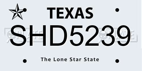 SHD5239 Texas License Plate