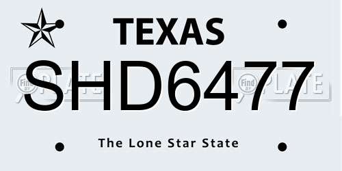 SHD6477 Texas License Plate