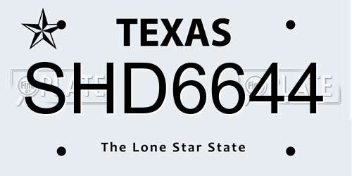 SHD6644 Texas License Plate