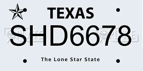 SHD6678 Texas License Plate