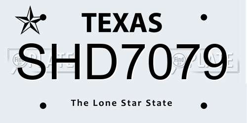 SHD7079 Texas License Plate