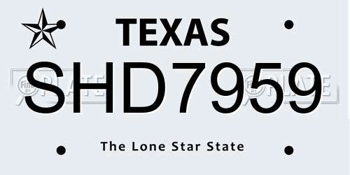 SHD7959 Texas License Plate