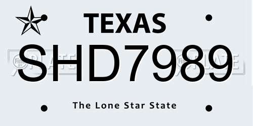 SHD7989 Texas License Plate