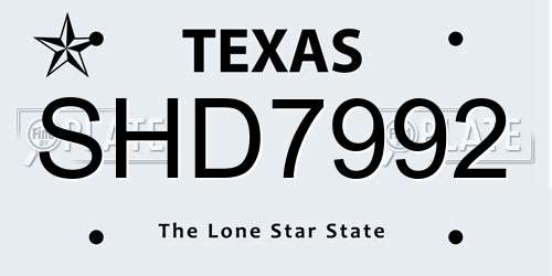 SHD7992 Texas License Plate