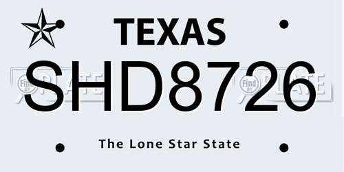 SHD8726 Texas License Plate