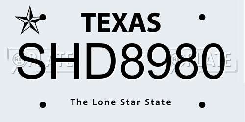 SHD8980 Texas License Plate