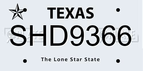 SHD9366 Texas License Plate