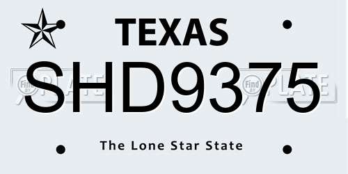 SHD9375 Texas License Plate