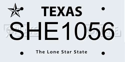 SHE1056 Texas License Plate