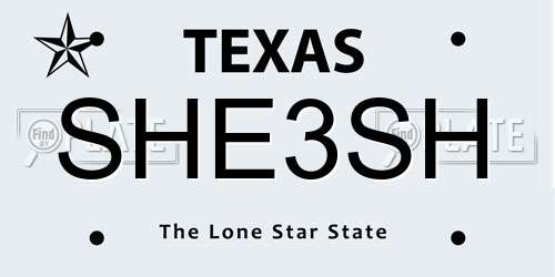 SHE3SH Texas License Plate