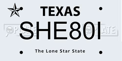 SHE80I Texas License Plate