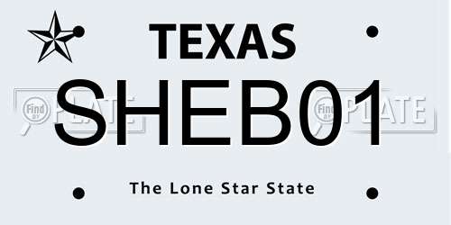 SHEB01 Texas License Plate