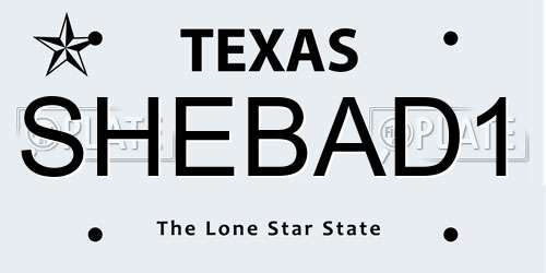 SHEBAD1 Texas License Plate