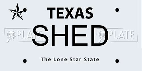 SHED Texas License Plate