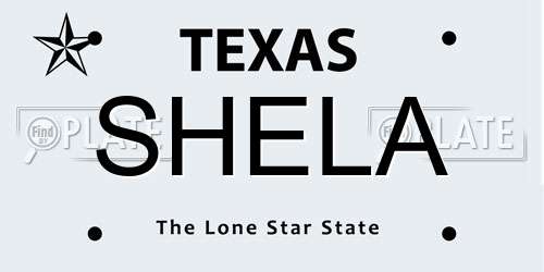 SHELA Texas License Plate