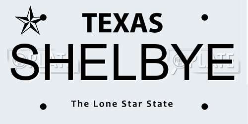 SHELBYE Texas License Plate