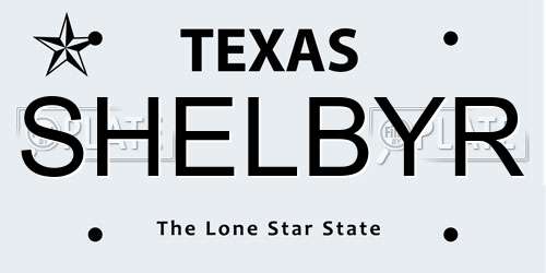 SHELBYR Texas License Plate