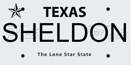 SHELDON Texas License Plate