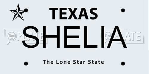 SHELIA Texas License Plate